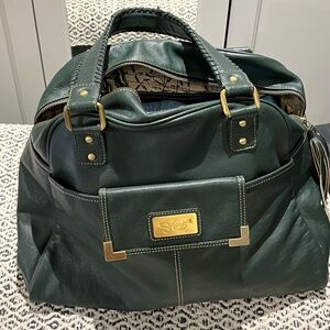 Americana by Sharif Stylish Green Leather overnight Bag